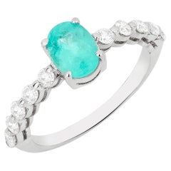 Paraíba Tourmaline and Diamond Solitaire Ring