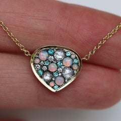 Paraiba Tourmaline Australian Opal White Diamond Necklace, Joke Quick 2026