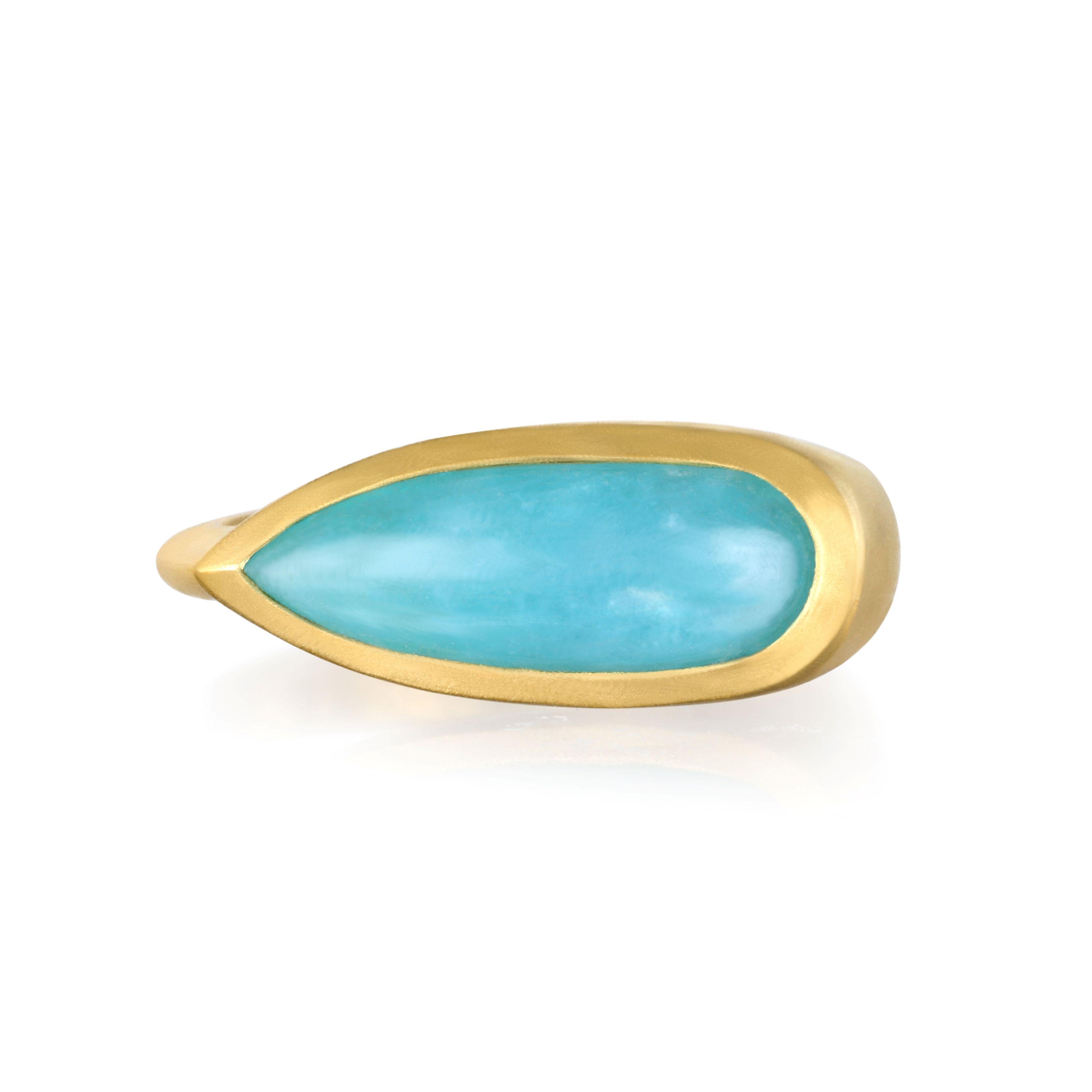 Paraiba Turmalin Cabochon Gypsy Ring (Zeitgenössisch)