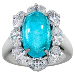 Paraiba Tourmaline Cabochon Ring by Oscar Heyman, 5.17 Carats