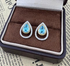 Paraiba Tourmaline Certified 18K gold Natural Diamonds Earrings