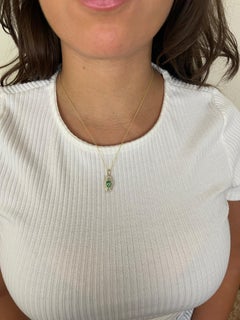 Paraiba Tourmaline Diamond Art Deco Style Round Halo 18K Yellow Gold Pendant