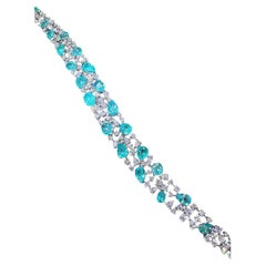 Paraiba Tourmaline & Diamond Bracelet, 7.33 Carats Paraiba, 3.38 Carats Diamonds