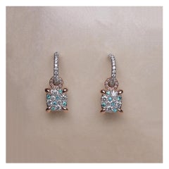 Paraiba Tourmaline Diamond Charm Drop earrings