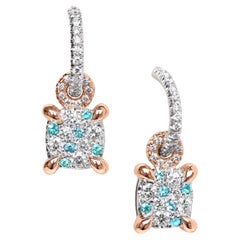 Paraiba Tourmaline Diamond Charm Drop earrings