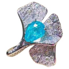 Paraiba Tourmaline Diamond Floral Cocktail Ring