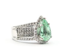 Paraíba Tourmaline & Diamond Halo Ring in Platinum