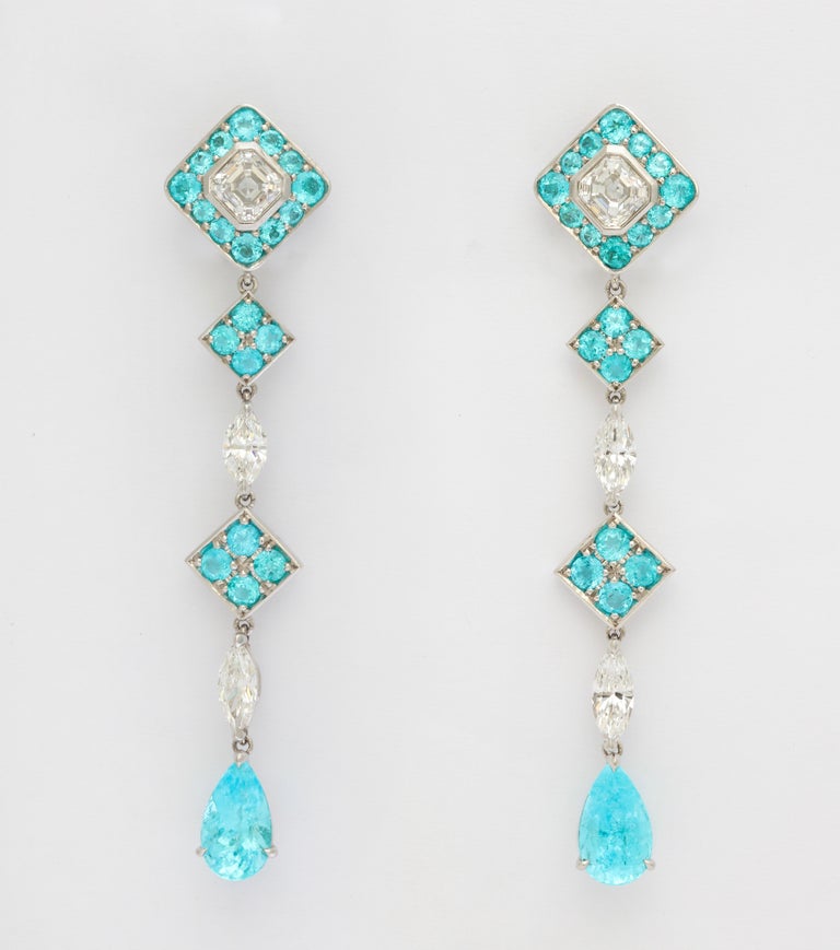 Silver & Simulated Diamond Paraiba Grandeur Earrings
