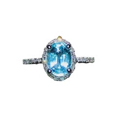 Paraiba Tourmaline Diamond Ring 18k White Gold