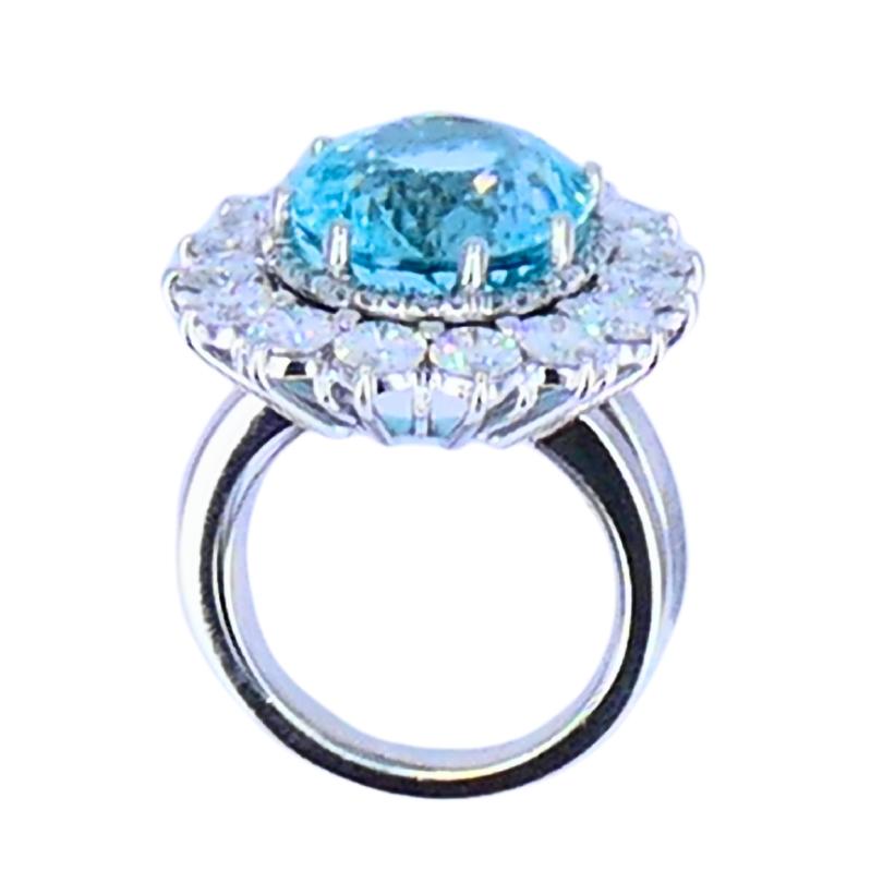 Paraiba Tourmaline Diamond Ring GIA 18k White Gold Estate Jewelry Excellent état - En vente à Beverly Hills, CA