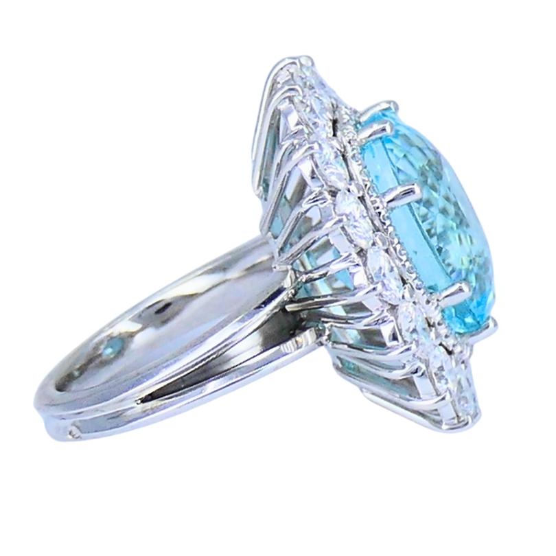 Paraiba Tourmaline Diamond Ring GIA 18k White Gold Estate Jewelry Pour femmes en vente