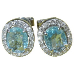 Paraiba Tourmaline Ear Studs Earrings 1.48 ct 0.37 ct Swimmingpool Bluegreen