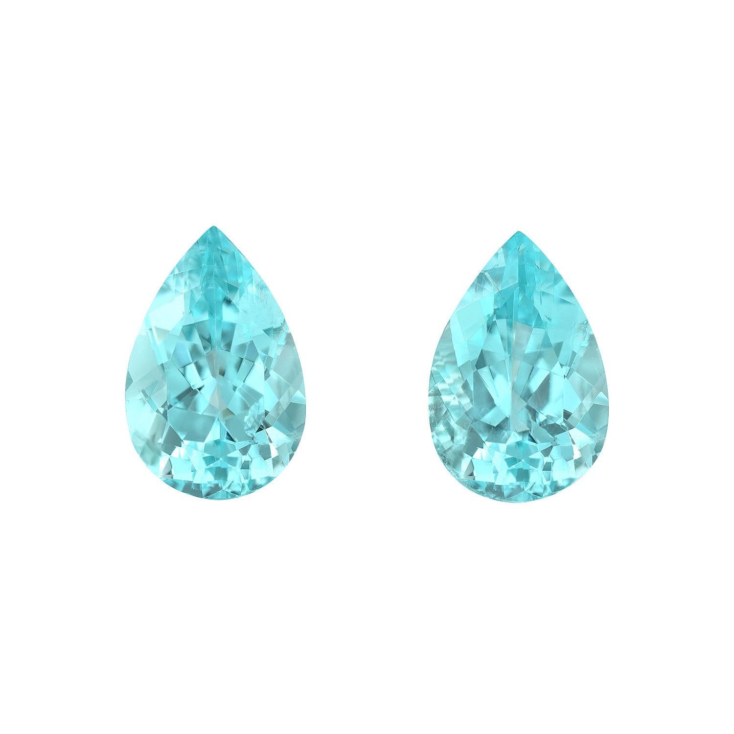 Contemporary Paraiba Tourmaline Earrings Loose Gemstones 6.25 Carats Pear Shapes