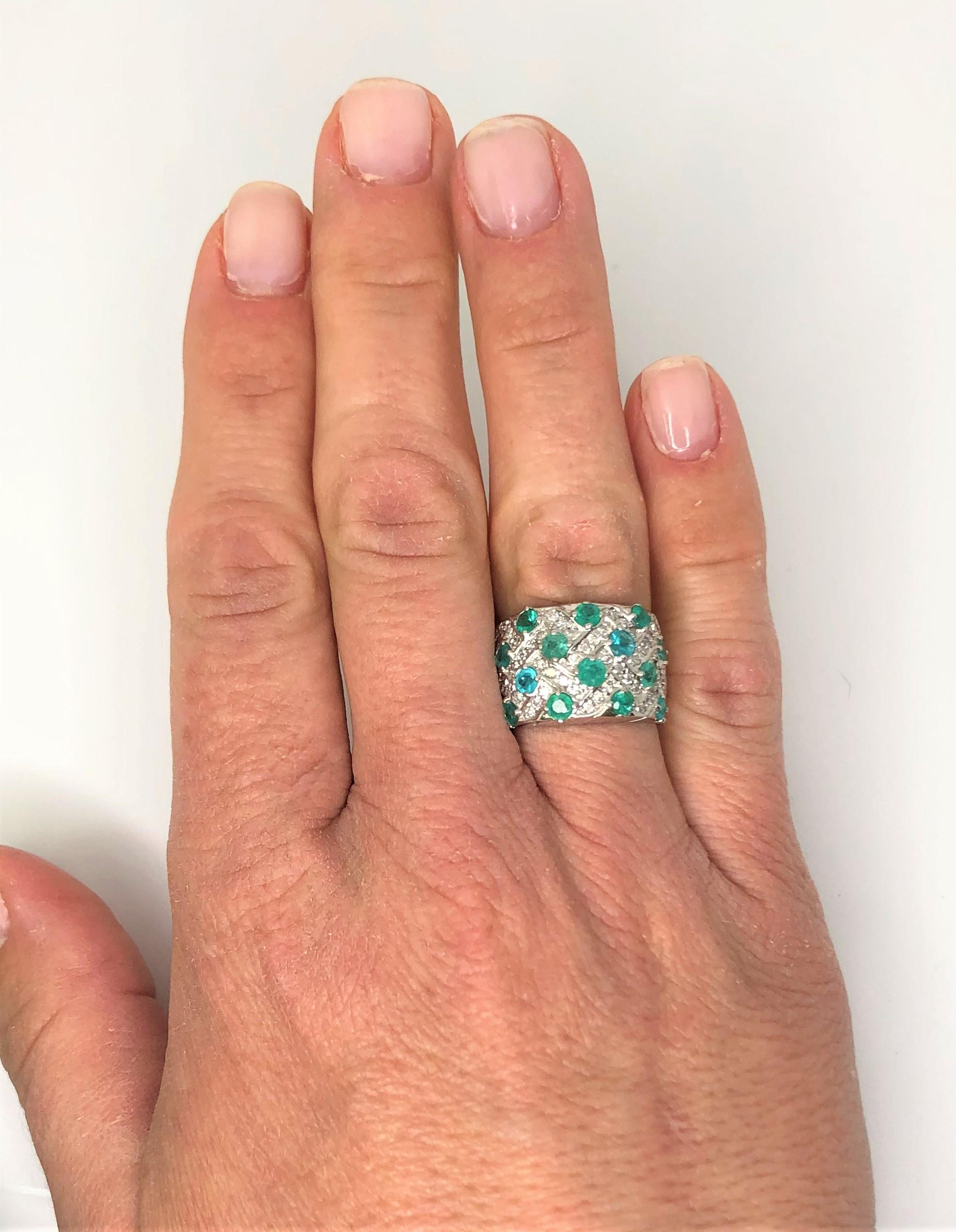 Women's or Men's Paraiba Tourmaline Emerald Diamond Band Ring