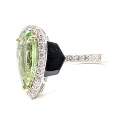 Paraiba Tourmaline, Enamel & Diamond Halo Ring in 14k White Gold- GIA 2233644962