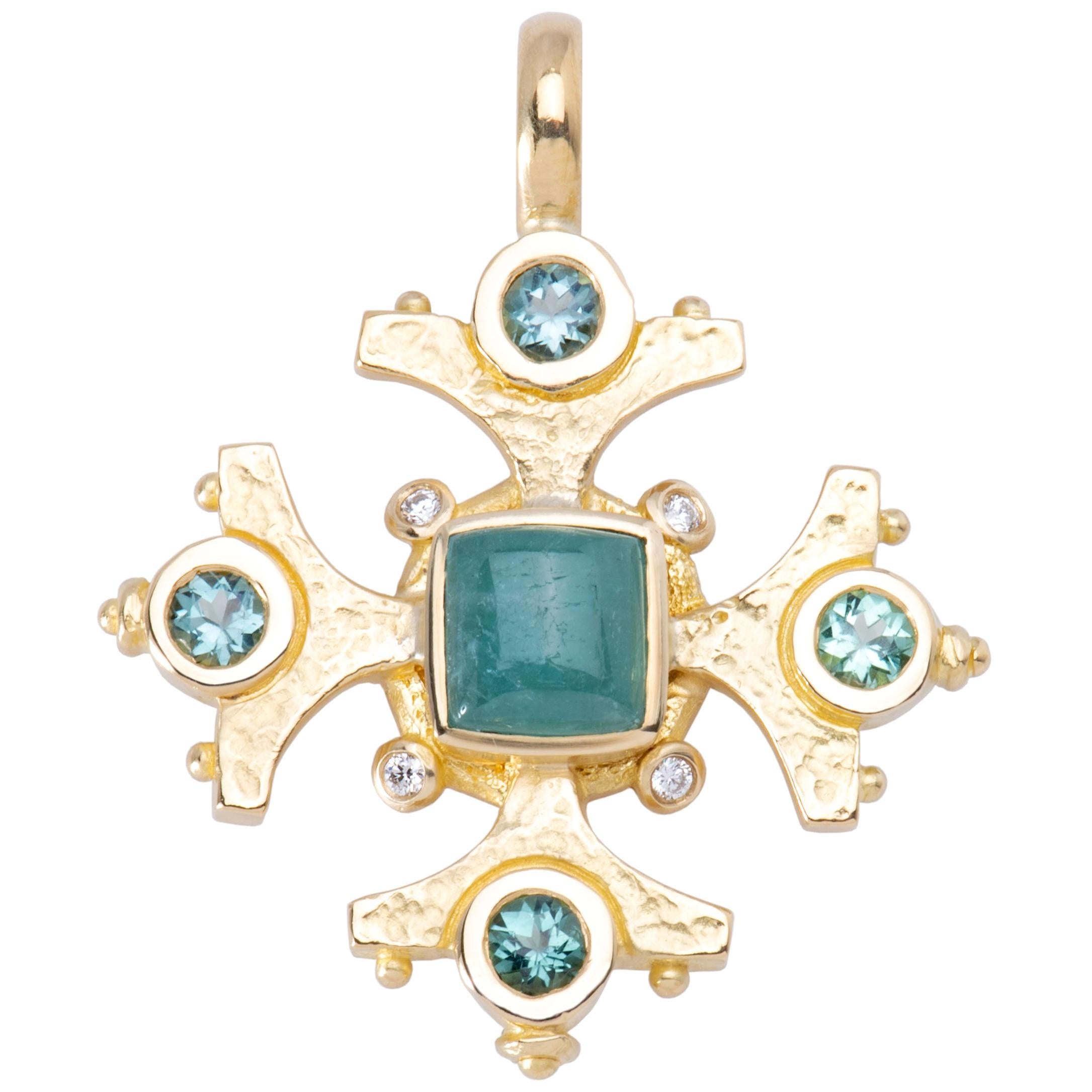 Paraiba Tourmaline Maltese Cross Pendant