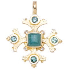 Paraiba Tourmaline Maltese Cross Pendant