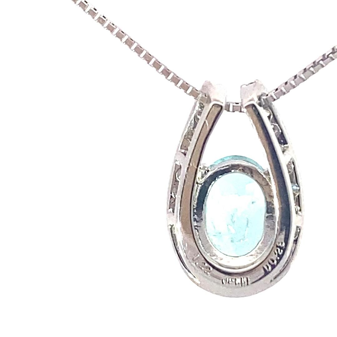 Pendentif Tourmaline Paraiba Platine avec Chaîne 1.22 ct 0.28 ct Lagune Color en vente 4