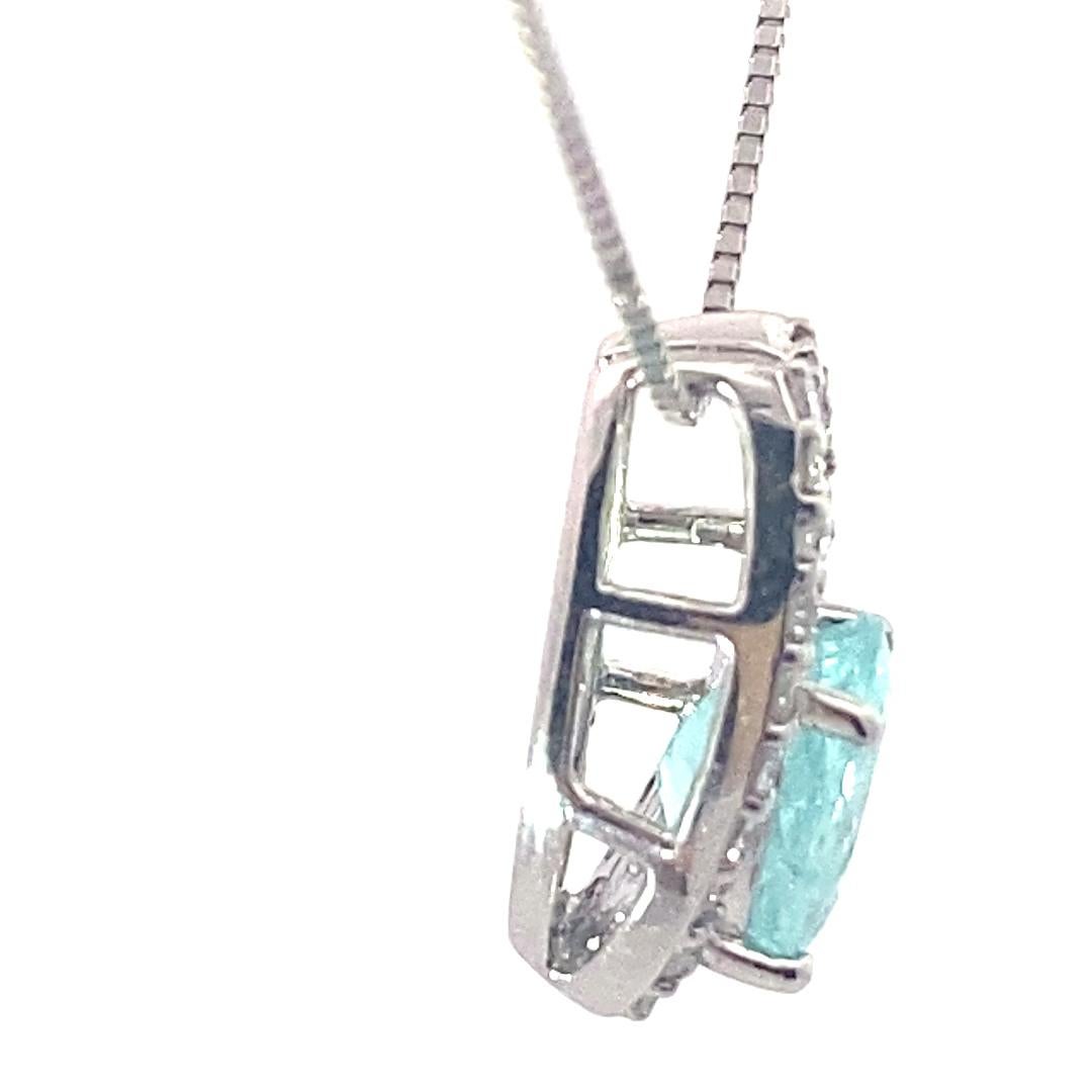 Pendentif Tourmaline Paraiba Platine avec Chaîne 1.22 ct 0.28 ct Lagune Color en vente 5