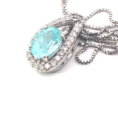 Paraiba Tourmaline Pendant Platinum with Chain 1.22 ct 0.28 ct Lagune Color