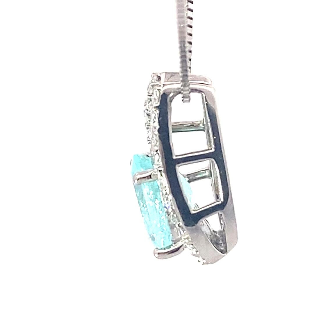 Pendentif Tourmaline Paraiba Platine avec Chaîne 1.22 ct 0.28 ct Lagune Color en vente 3