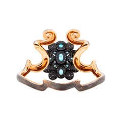 Anillo Turmalina Paraiba y Diamante Rosa, Oro Blanco 18K, Austy Lee