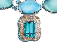 Paraiba Tourmaline Poseidon Pendant in 18k White Gold by Madstone