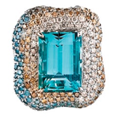 Paraiba Tourmaline Poseidon Pendant in 18k White Gold by Madstone
