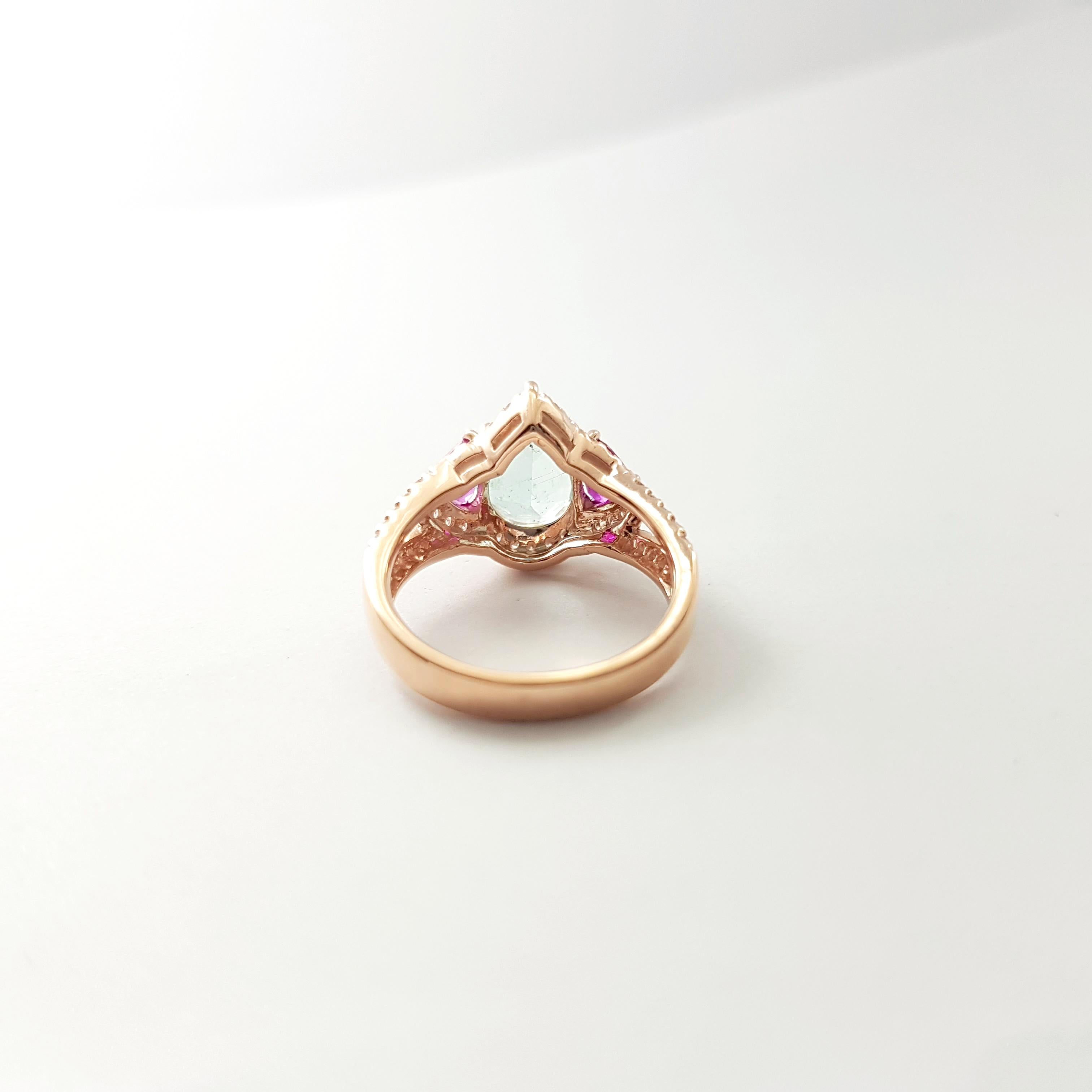 Tormalina Paraiba, rubino e diamanti in oro rosa 18K in vendita 4