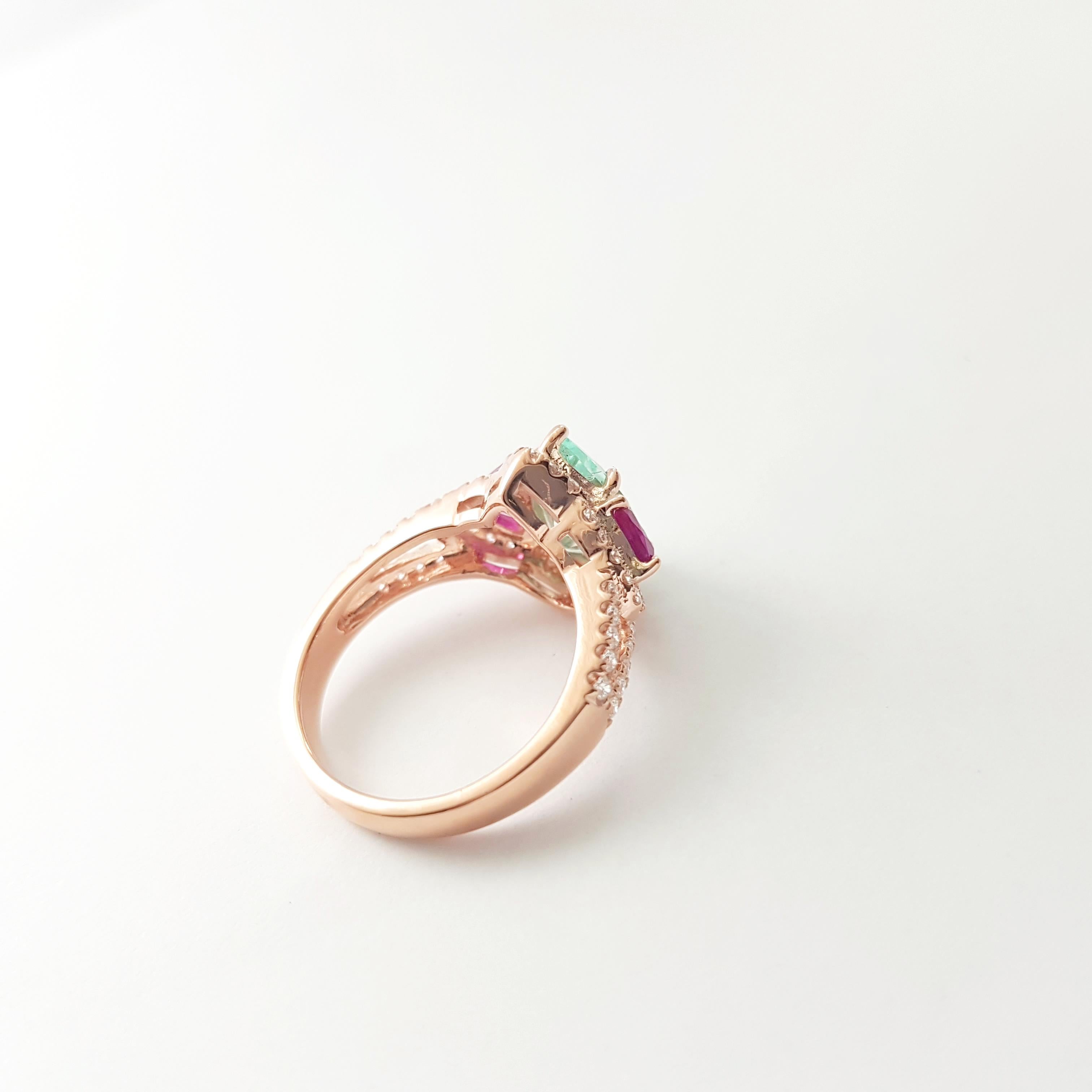 Tormalina Paraiba, rubino e diamanti in oro rosa 18K in vendita 2