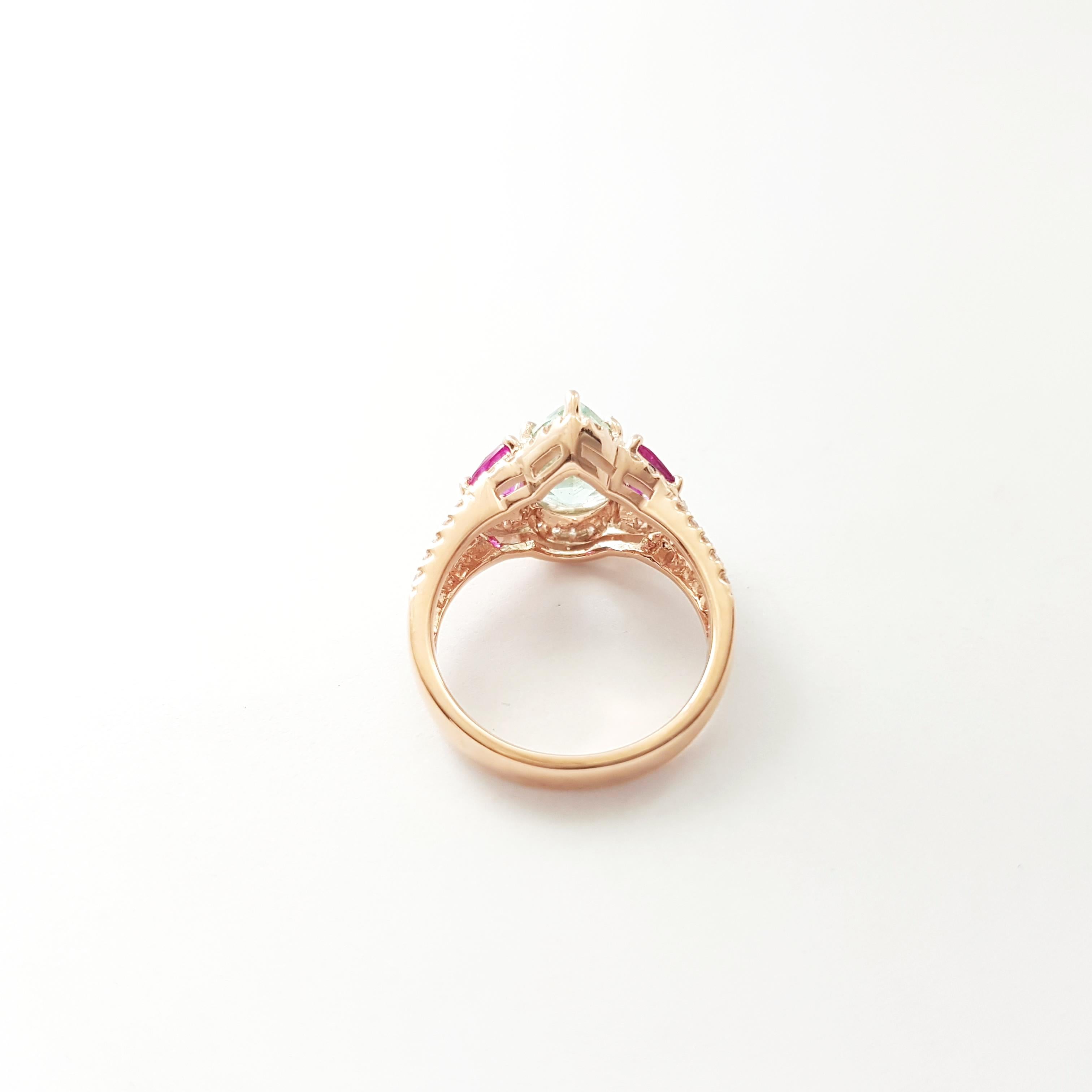 Tormalina Paraiba, rubino e diamanti in oro rosa 18K in vendita 3