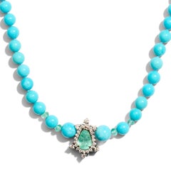Paraiba Tourmaline Sleeping Beauty Turquoise and Emerald Diamond Necklace