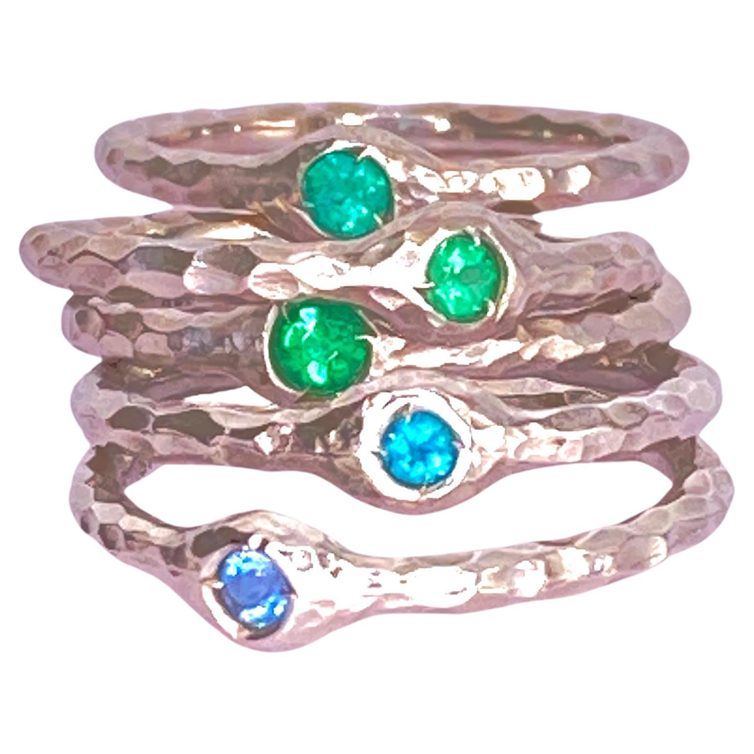 Paraiba Tourmaline Stackable Rings 18 Kt White Gold