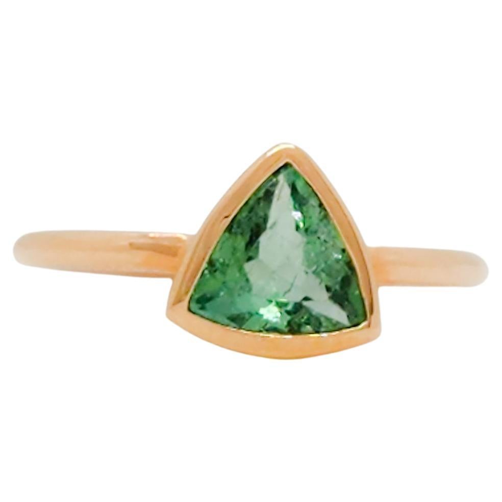 Paraiba Tourmaline Triangle Ring in 18k Rose Gold For Sale