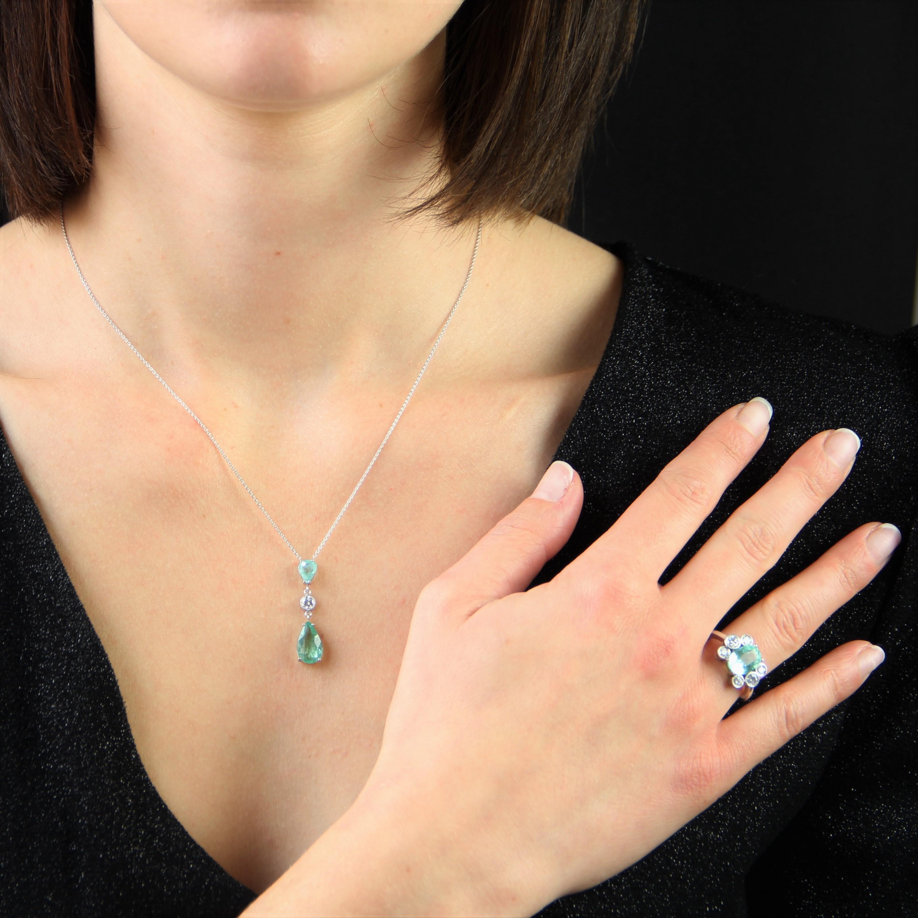 Paraiba Tourmalines Diamond 18 Karat White Gold Pendant Necklace For Sale 5