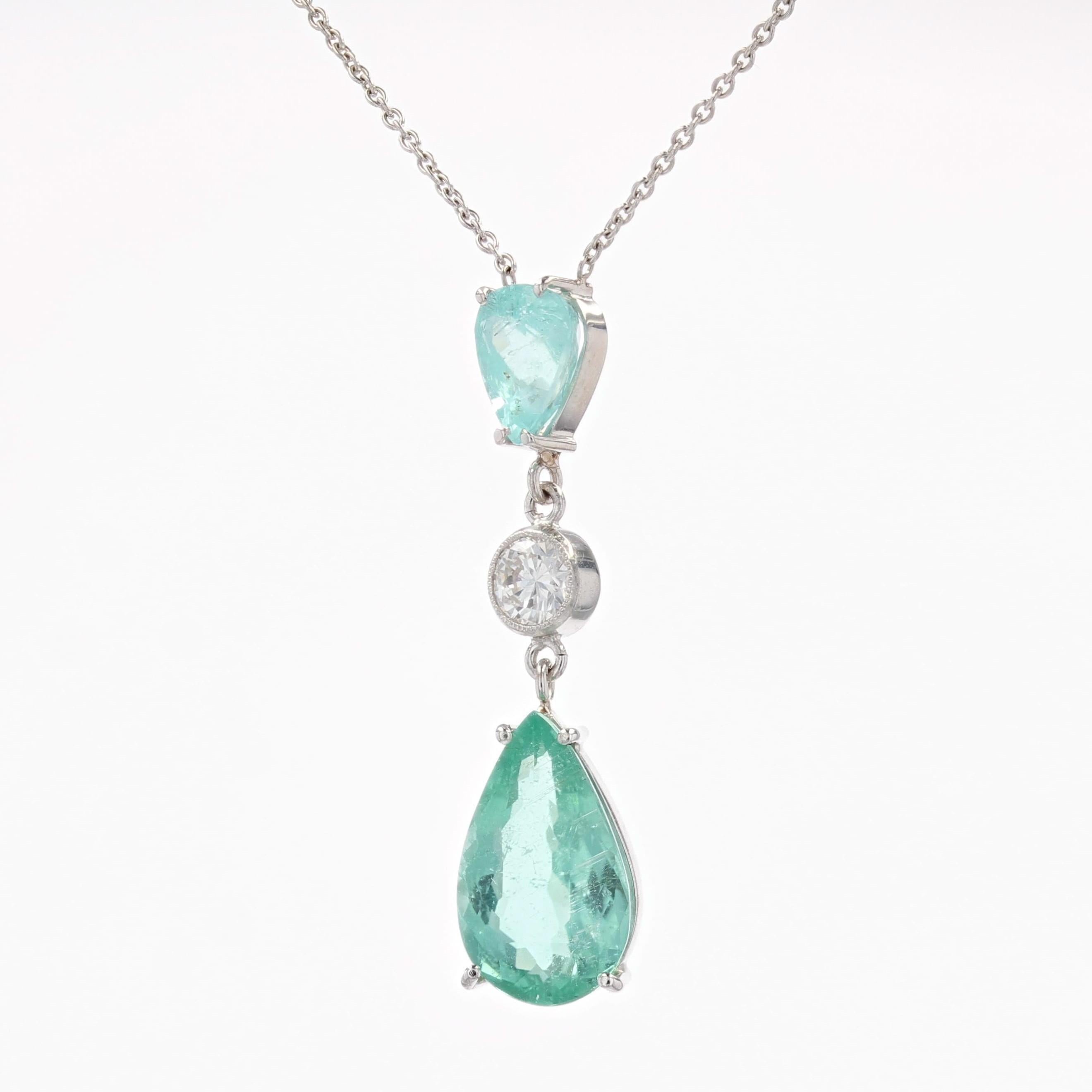 Collier pendentif en or blanc 18 carats avec tourmalines Paraiba et diamants en vente 2