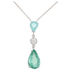 Collier pendentif en or blanc 18 carats avec tourmalines Paraiba et diamants