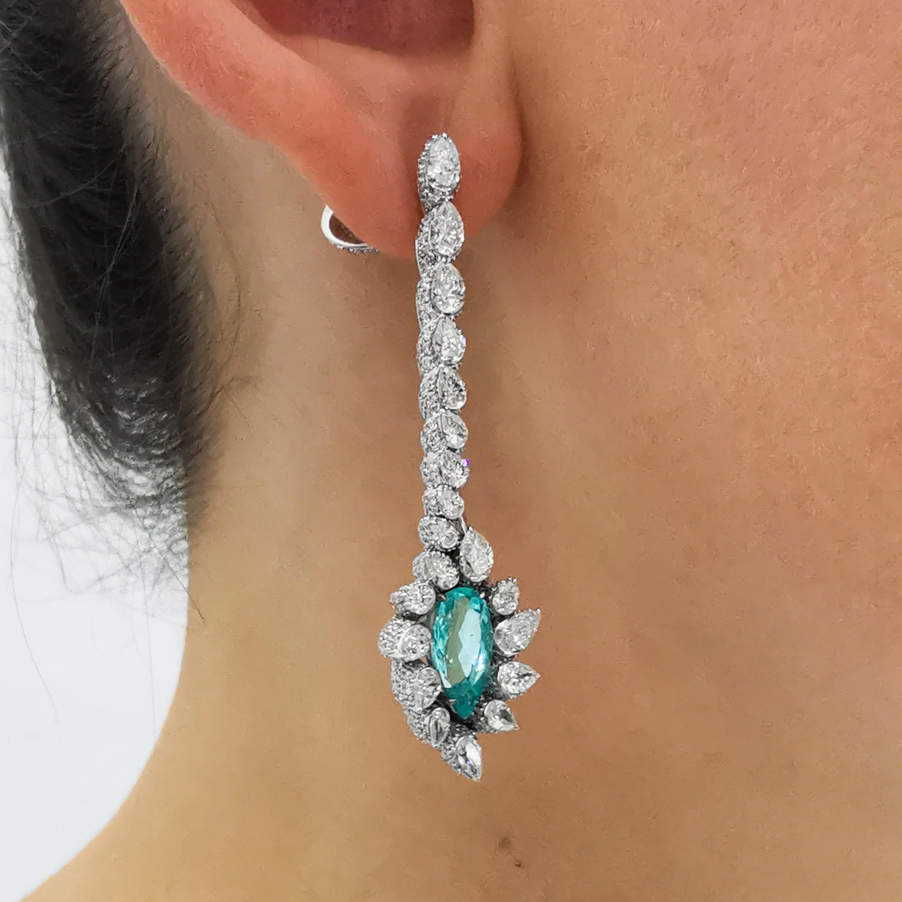 Paraiba Tourmalines Diamonds 18 Karat White Gold High Jewellry Suite In New Condition For Sale In Bangkok, TH