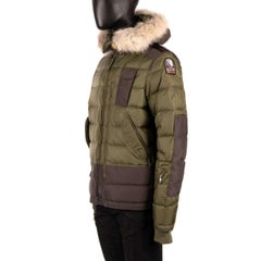 Parajumpers Ski Down Jacket SKIMASTER with Fur Hood & Pockets Military Green XS