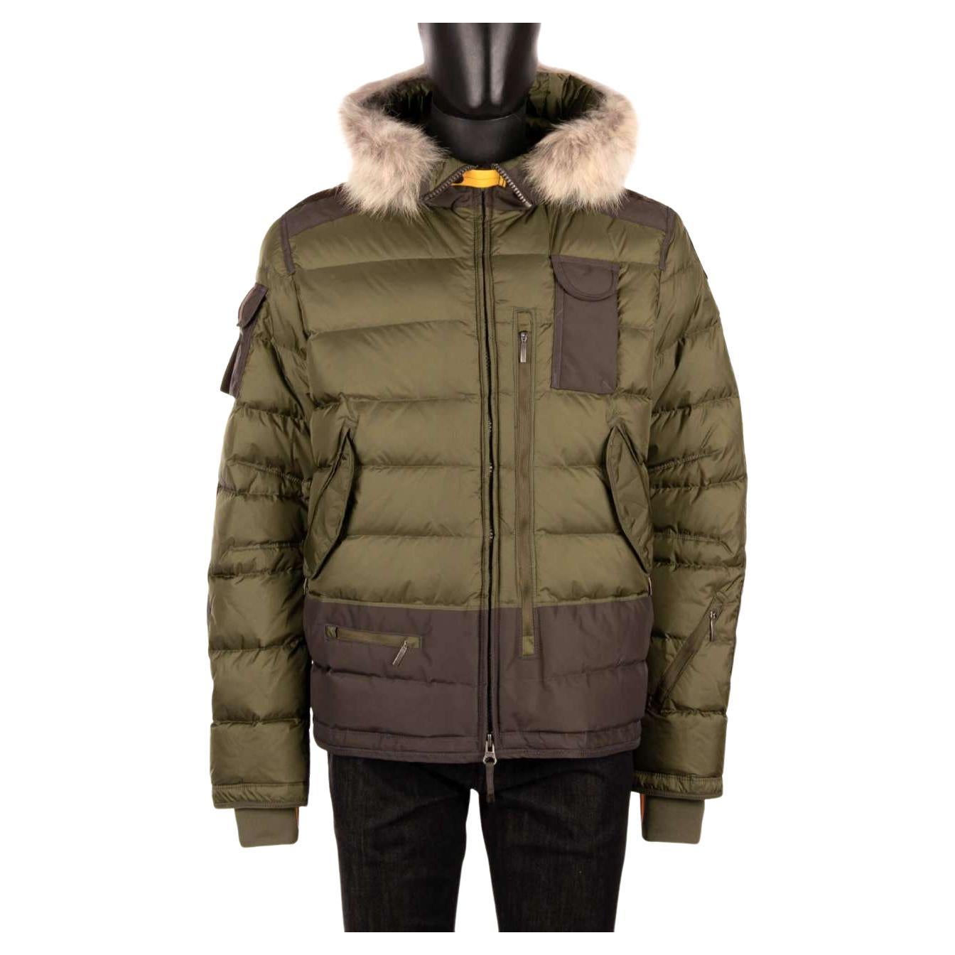 Parajumpers Ski Down Jacket SKIMASTER with Fur Hood & Pockets Military Green XS