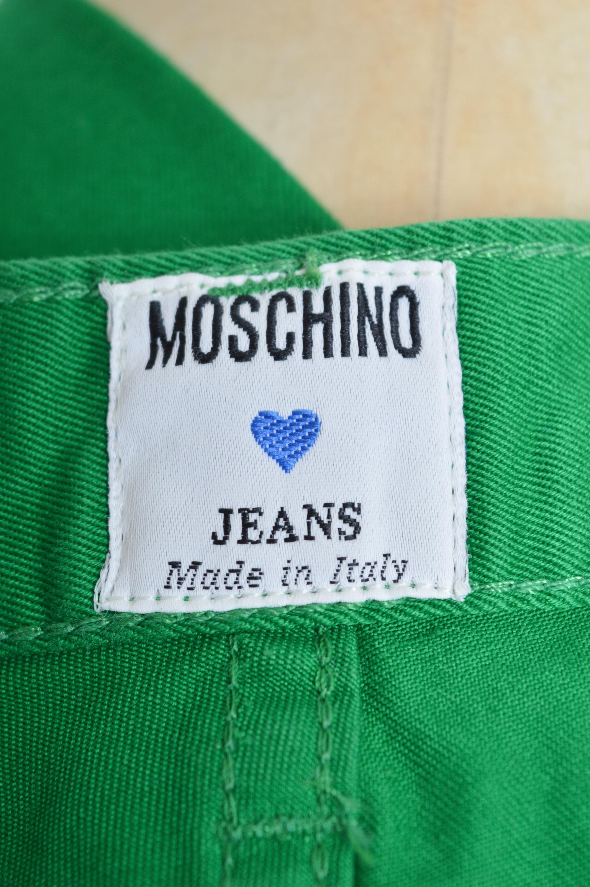 Parakeet 1990's Green Spell out Moschino Jeans a vita alta - Pantaloni in vendita 6