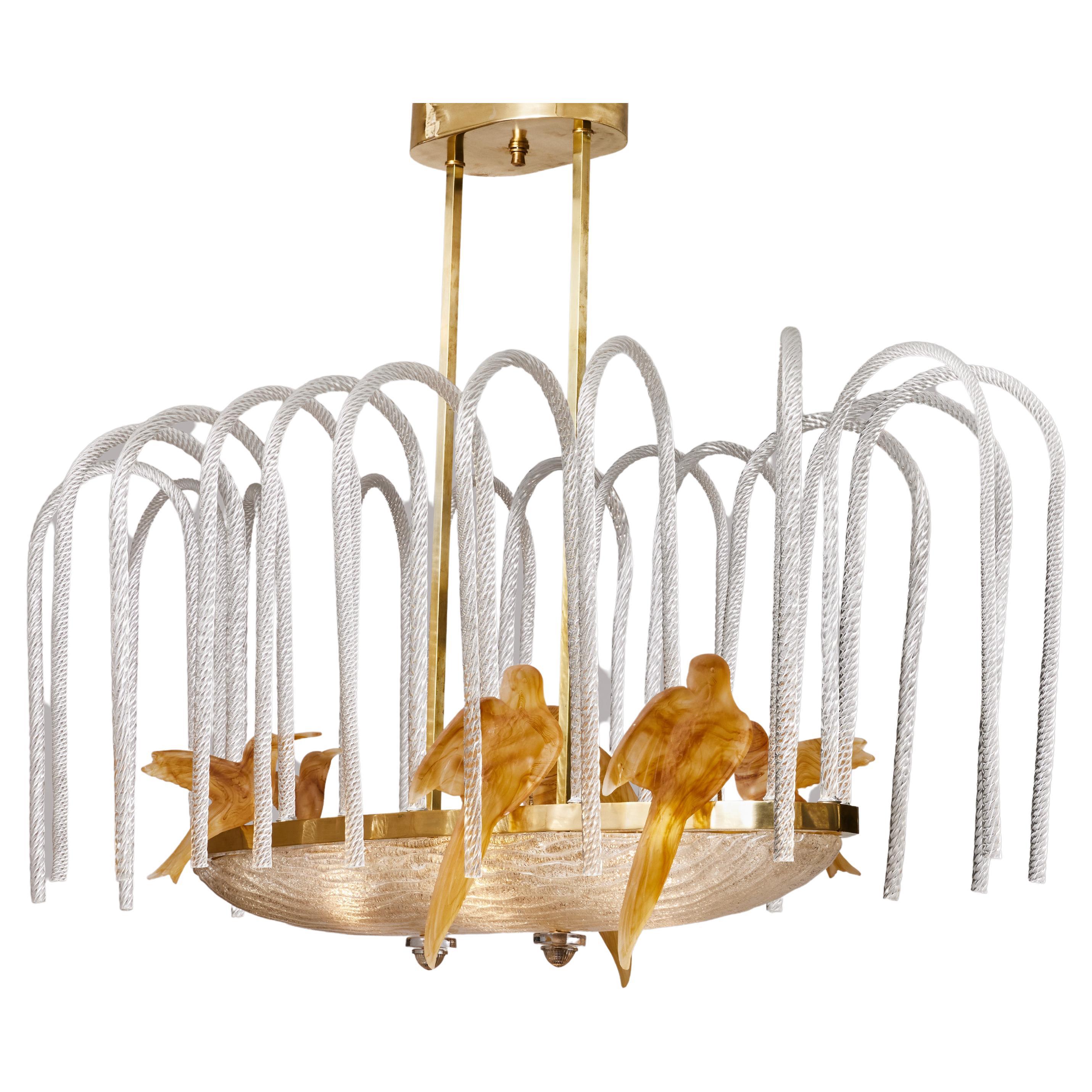 "Parakeet" chandelier by Studio Glustin For Sale
