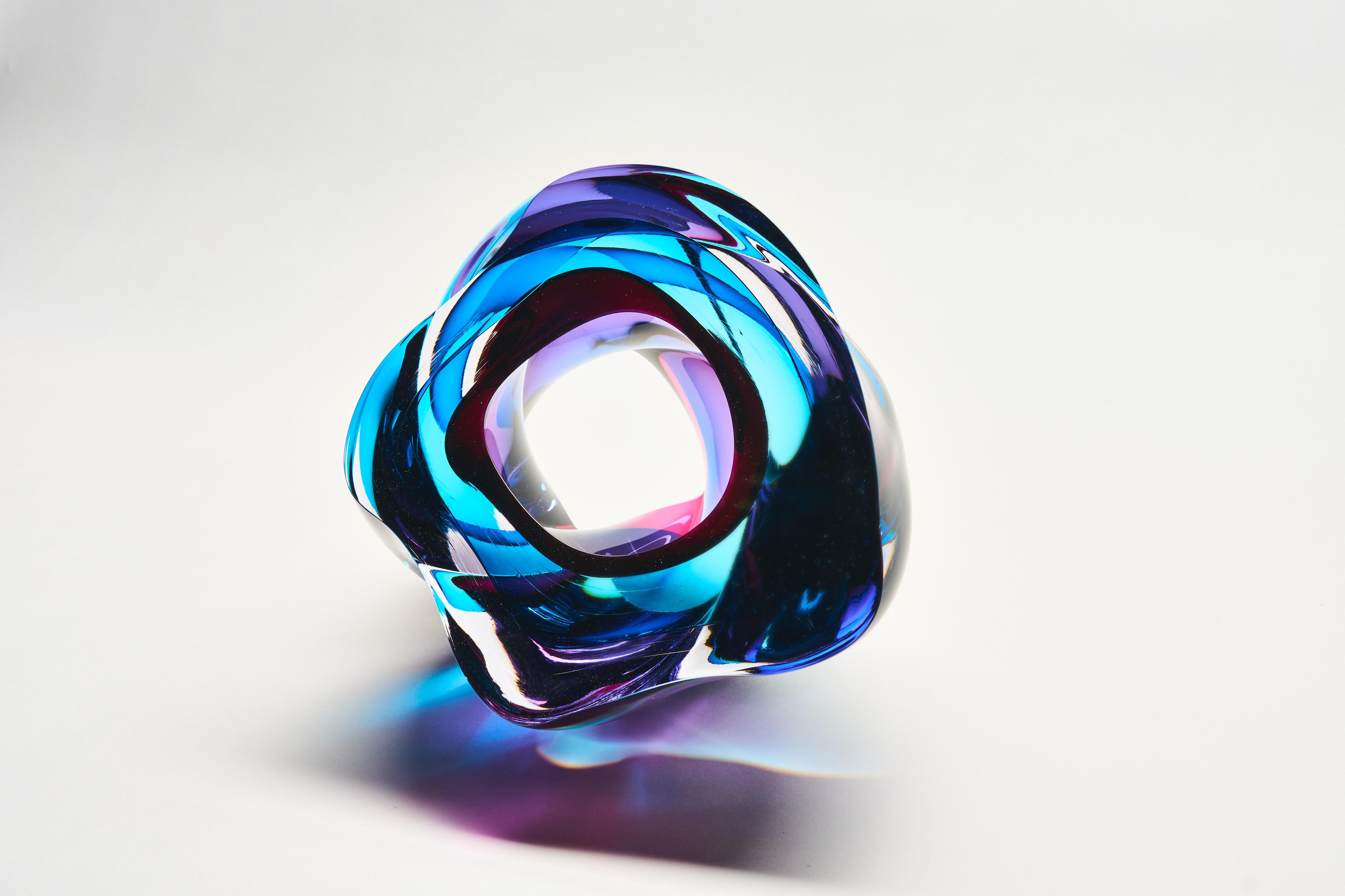 British Parallax, Abstract Glass Sculpture Centerpiece by Tim Rawlinson