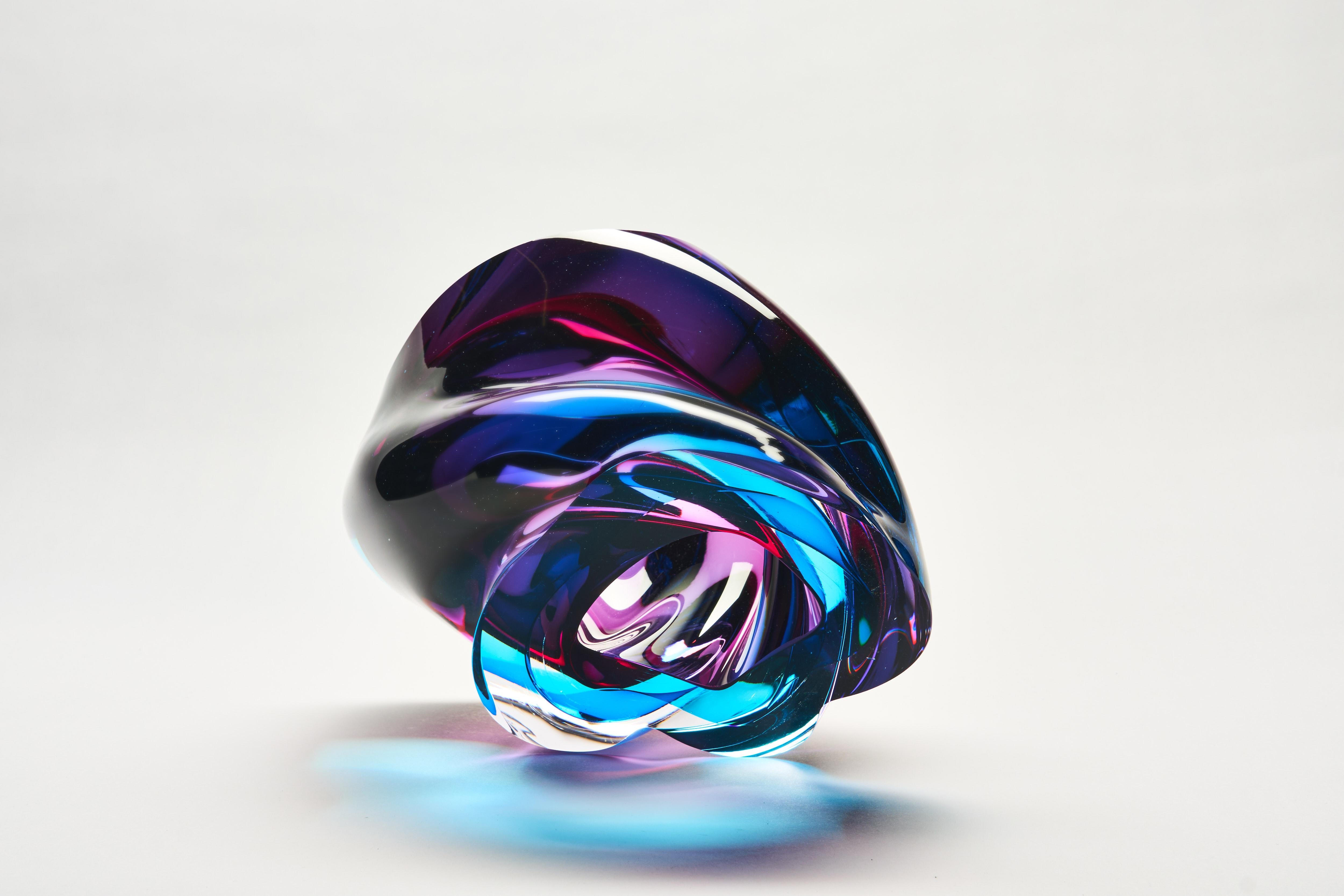 Contemporary Parallax, Abstract Glass Sculpture Centerpiece by Tim Rawlinson