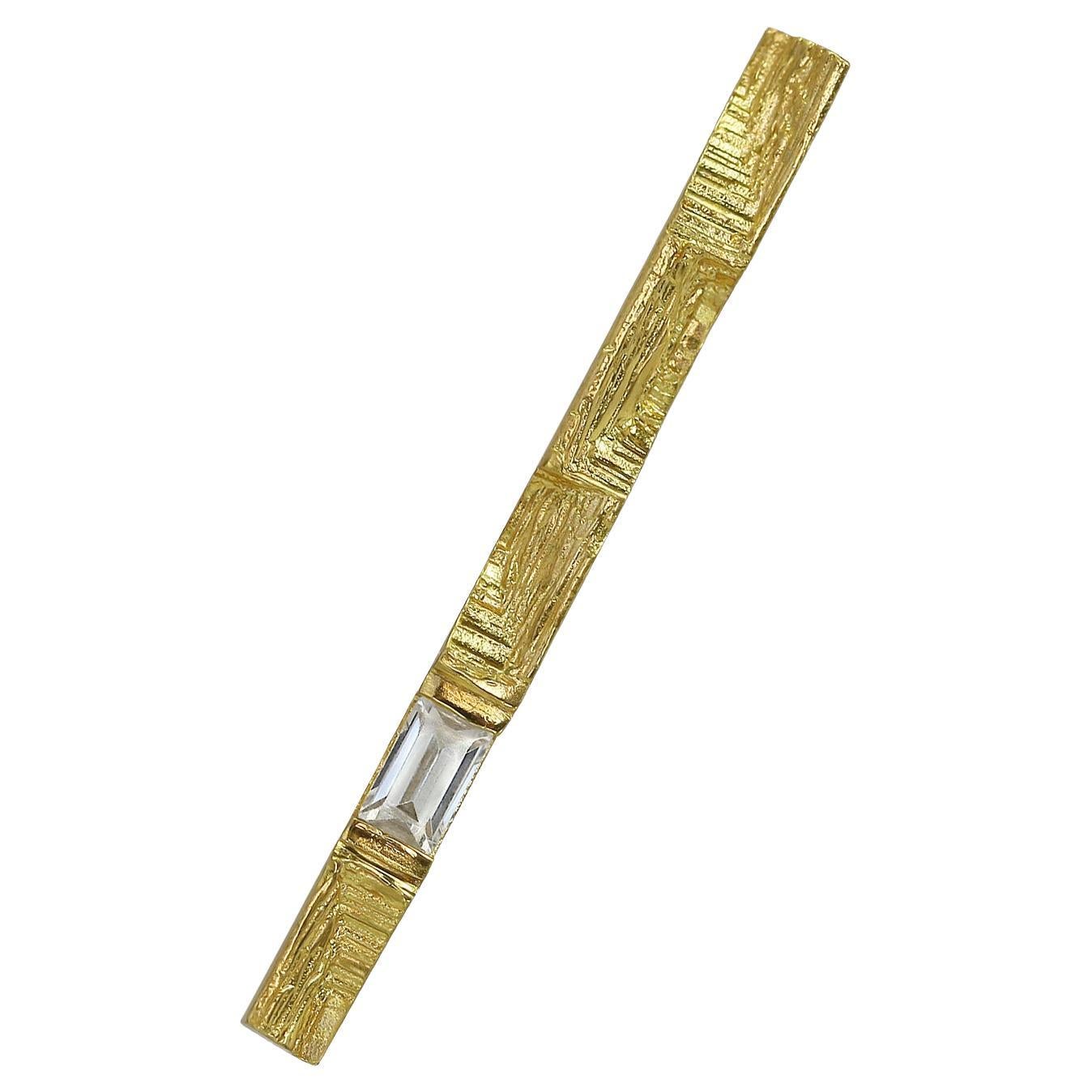 Parallax Baguette Cut 0.3 Carat Diamond Gold Modernist Statement Brooch
