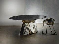 Parallax Dining Table in Welded Mirror-Polished Stainless Steel by Julian Mayor