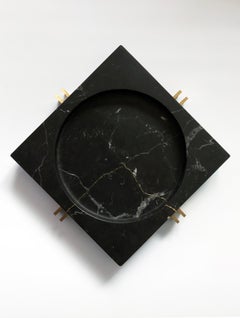 Parallel Bowl in Nero Marquinia Marble with Gold Kintsugi Style Detailing