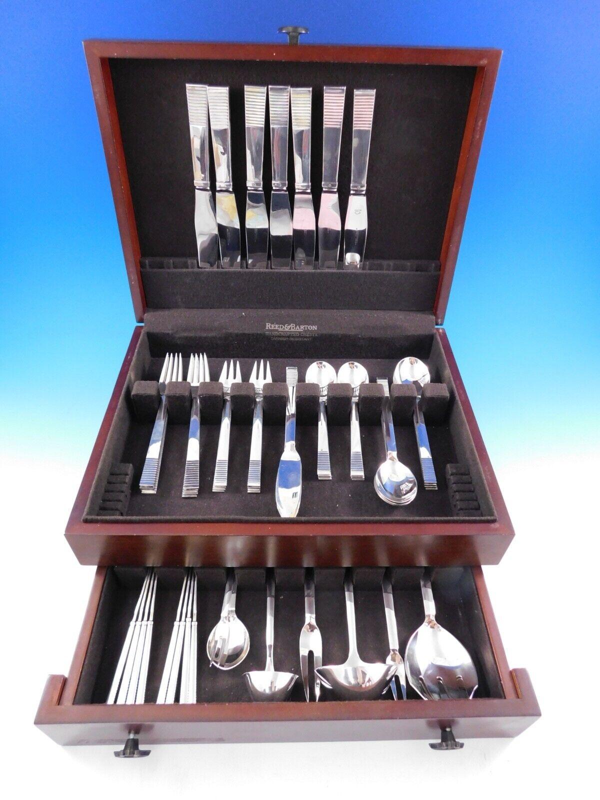 Parallel by Georg Jensen Sterling Silver Flatware Set 8 Service 64 pieces Dinner For Sale 6