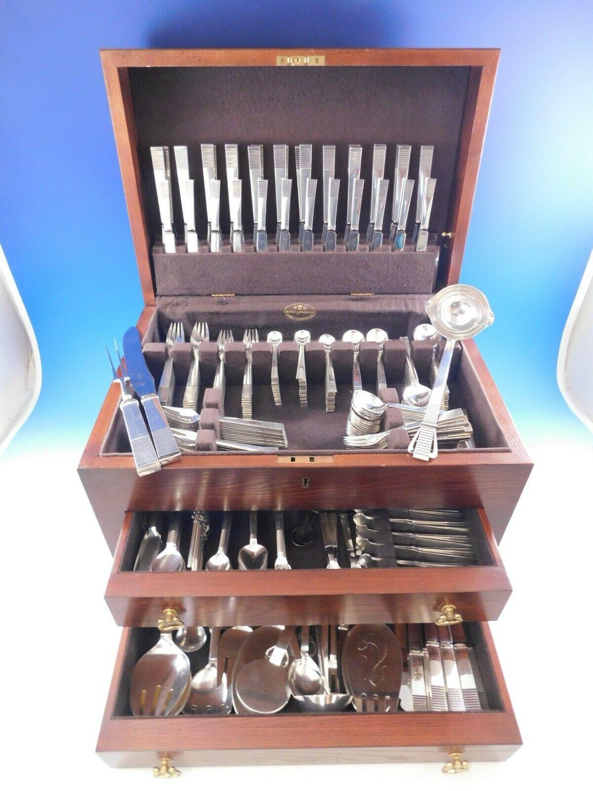 Parallel by Georg Jensen Sterling Silver Flatware Set for 24 Service 401 Pieces In Excellent Condition In Big Bend, WI