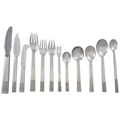 Vintage Parallel by Georg Jensen Sterling Silver Flatware Set for 24 Service 401 Pieces